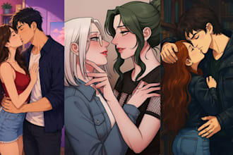 draw dark mafia gay romance character art fantasy couple book cover illustration