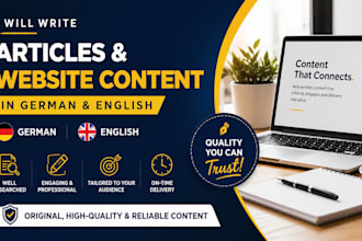write SEO optimized articles or blogs in german and english