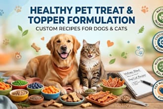formulate healthy treat and topper recipes for dogs and cats