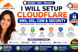 setup cloudflare dns, SSL, CDN, security and website protection