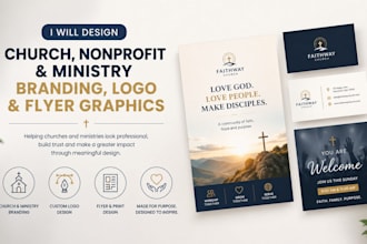 design church, nonprofit and ministry branding, logo and flyer graphics
