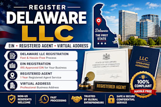 register delaware llc with ein, registered agent and virtual address