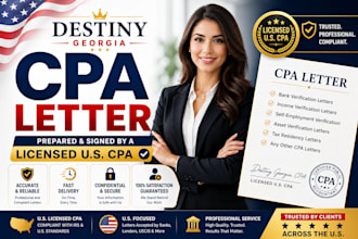 prepare CPA letter, income verification, self employment letter, mortgage letter
