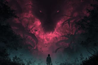 make a horror style illustration, artwork, cover