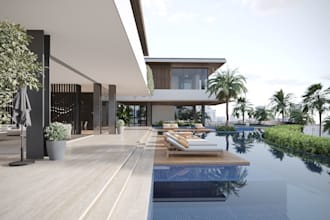 design your 3d beach house, coastal villa, beachfront resort and rendering 3d