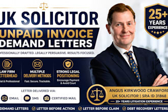 draft UK unpaid invoice demand letter, legal notice as a licensed attorney