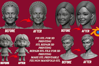 fix stl file, repair mesh error, watertight stl cleanup and make it 3d printable