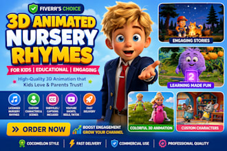 do pixar ai animation, cocomelon style, nursery rhymes, kids learning videos