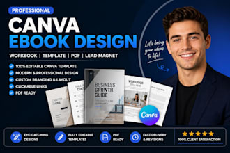 design canva ebook, editable canva template canva book design workbook pdf