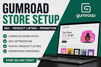 setup gumroad store gumroad SEO digital productlisting and promotion store setup