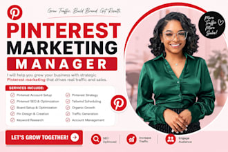be your pinterest marketing manger for SEO optimized pins boards traffic growth