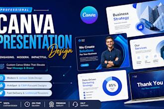design a canva presentation, pitch deck, or presentation design