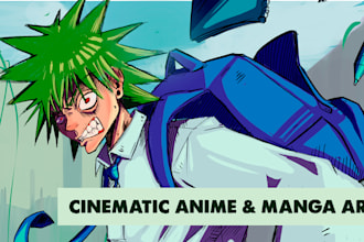 do cinematic manga illustration and anime concept art