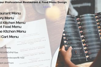 design food menu, bakery menu, and restaurant menu professionally