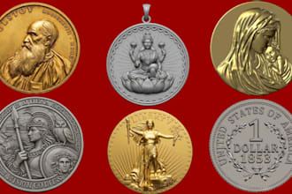 design custom 3d challenge coin, coin model, medallion, bas relief stl