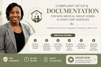 provide compliant documentation and setup non medical group homes and home care