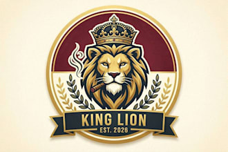 make a high quality king lion smoking mascot logo for you with new concept