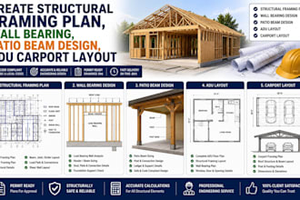 create structural framing plan wall bearing patio beam design adu carport layout