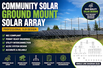 professional community solar ground mount solar array sld design
