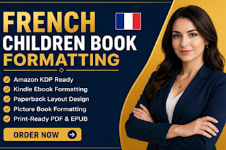 do french children book formatting, KDP book layout, kindle ebook, paperback