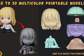 convert 2d to 3d printable multicolor character model 3d figurine 3d toy stl 3mf