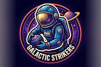 design galaxy astronaut sport mascot logo for gaming,youtube,website