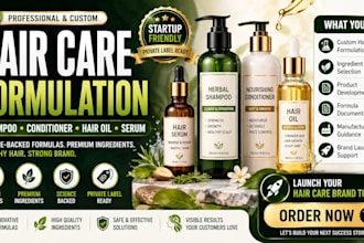 formulate hair care products, shampoo, conditioner, hair oil, and hair serum