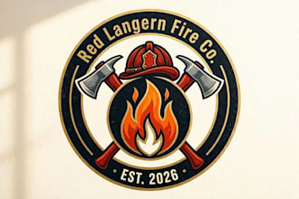 design unique modern fire station vintage logo very fast with super color