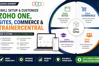 setup and customize zoho one, sites, commerce and trainercentral
