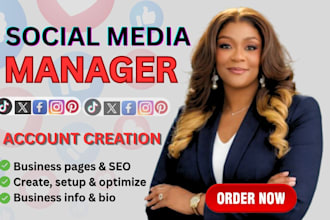 major social media account create account setup social media manager post design