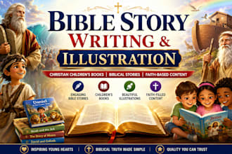 create bible story illustration write christain children story book illustration