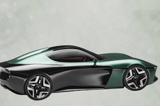 do 3d car modeling, vehicle rendering, automotive design and 3d print model