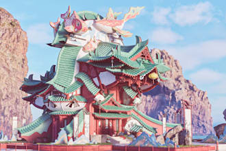 3d stylized ue5 game environment open terrain level design 3d scene