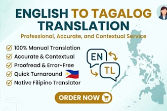 translate english to tagalog or tagalog to english professionally