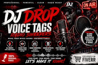 male, female dj drops, dj intro, dj tags, radio sweeper, radio imaging