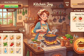 create custom 2d game ui ux design, props and  assets for mobile games and pc