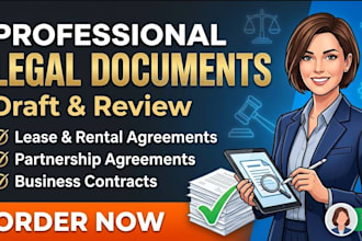 draft or review legal documents, lease agreement, rental, partnership agreement