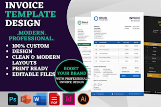 setup invoice template design custom invoice receipt letterhead editable invoice