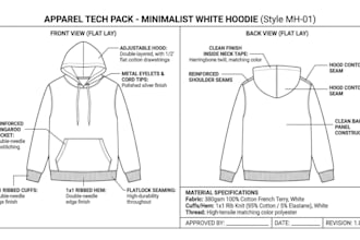 design cut and sew production ready streetwear tech pack for clothing line brand