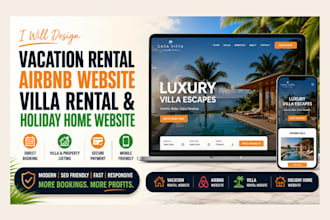 design vacation rental website villa rental and holiday rental airbnb website