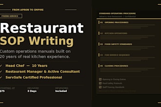 write professional restaurant sops and kitchen operation systems
