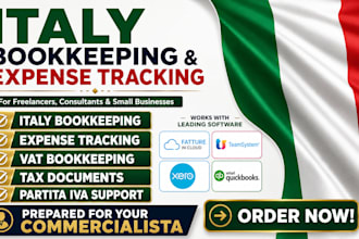 prepare italy tax bookkeeping, track expenses, organise docs for commercialista
