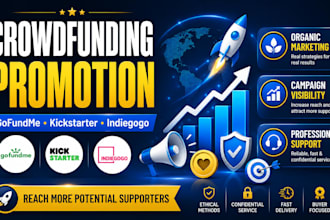 promote gofundme, kickstarter, and indiegogo crowdfunding campaigns