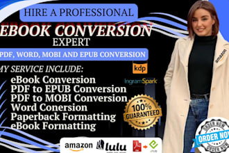 do ebook conversion from PDF to epub, mobi, kindle ebook and perfect formatting