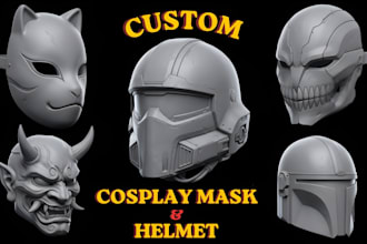 sculpt 3d halloween mask kitsune helmet oni mask modeling stl for 3d printing