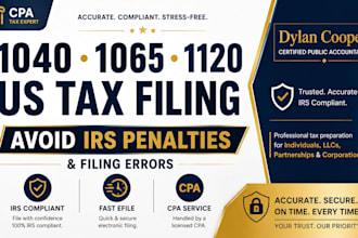 prepare and efile US tax returns 1040 1065 1120 as CPA