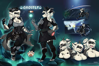 draw furry art nsfw and sfw furry reference sheet oc fursona character design
