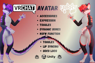 model realistic 3d nsfw vrchat avatar, furry vrc model, anime vr character setup