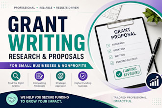 do small business grant writing, research, write a non profit grant proposals