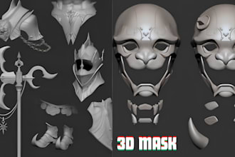 model anime mask 3d cosplay halloween mask oni mask for 3d print and paint